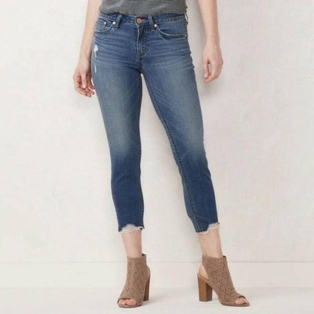 LC Lauren Conrad Skinny Crop Distressed Jeans Size 4